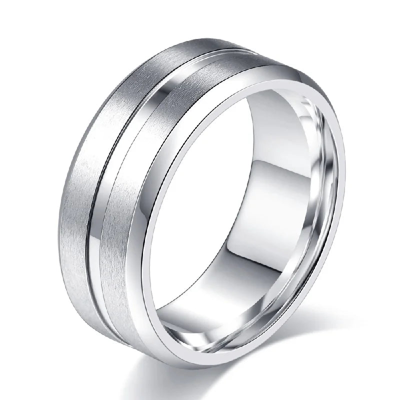Silver Black Color Carbide Rings Blank Matte Wedding Band Engagement Ring Beveled Edge Stainless Steel Rings for Men