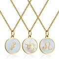 New Arrival 18K Stainless Steel Shell Constellations Necklace Plated 12 Zodiac Signs Pendant Necklaces Gold Geometric YF2598