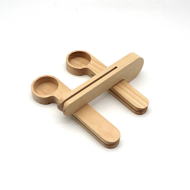 2 in 1 Coffee Tools Accessories Measuring Spoon Wooden Coffee Bean Spoon with Bag Clip Wood Coffee Spoon