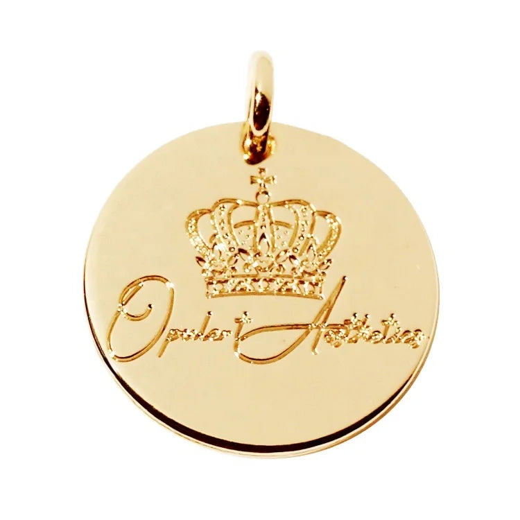 Fashion Round Shape Metal hang Pendant Custom Stamping Name Gold Charm Accessory for Women Bracelet