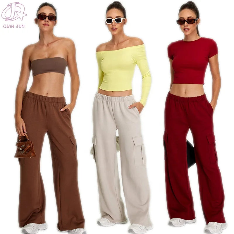 Women's New Autumn and Winter 4-Piece Yoga Suit Loose Casual High Waist Fitness Clothes Plus Size Solid Pattern Breathable