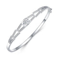 Luxury 925 Sterling Silver Love Heart Shape Simple Diamond Cuff Bangle for Women