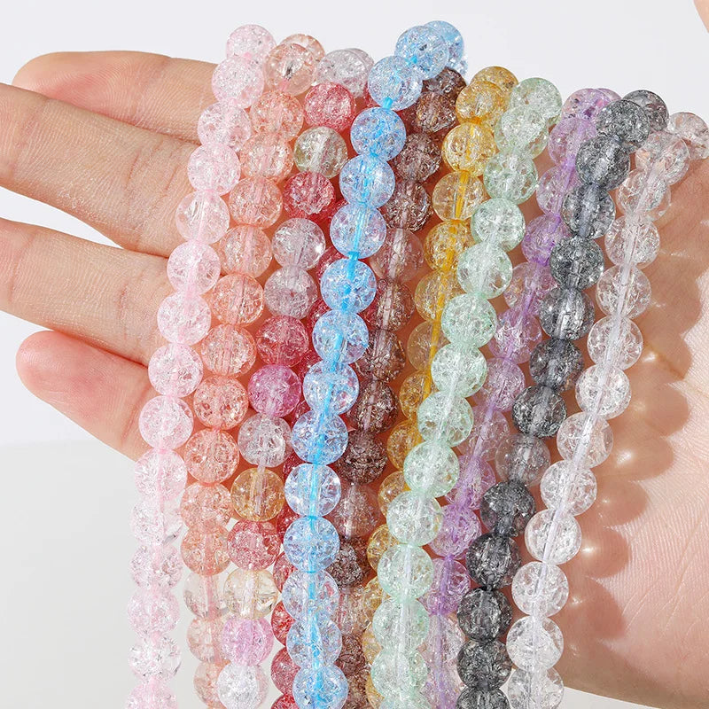 JC Crystal Wholesale 8mm Cracked Crystal Beads Macaron Color Round Glass Beads