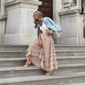 Vintage High Waisted Tiered Ruffle Tulle Skirt