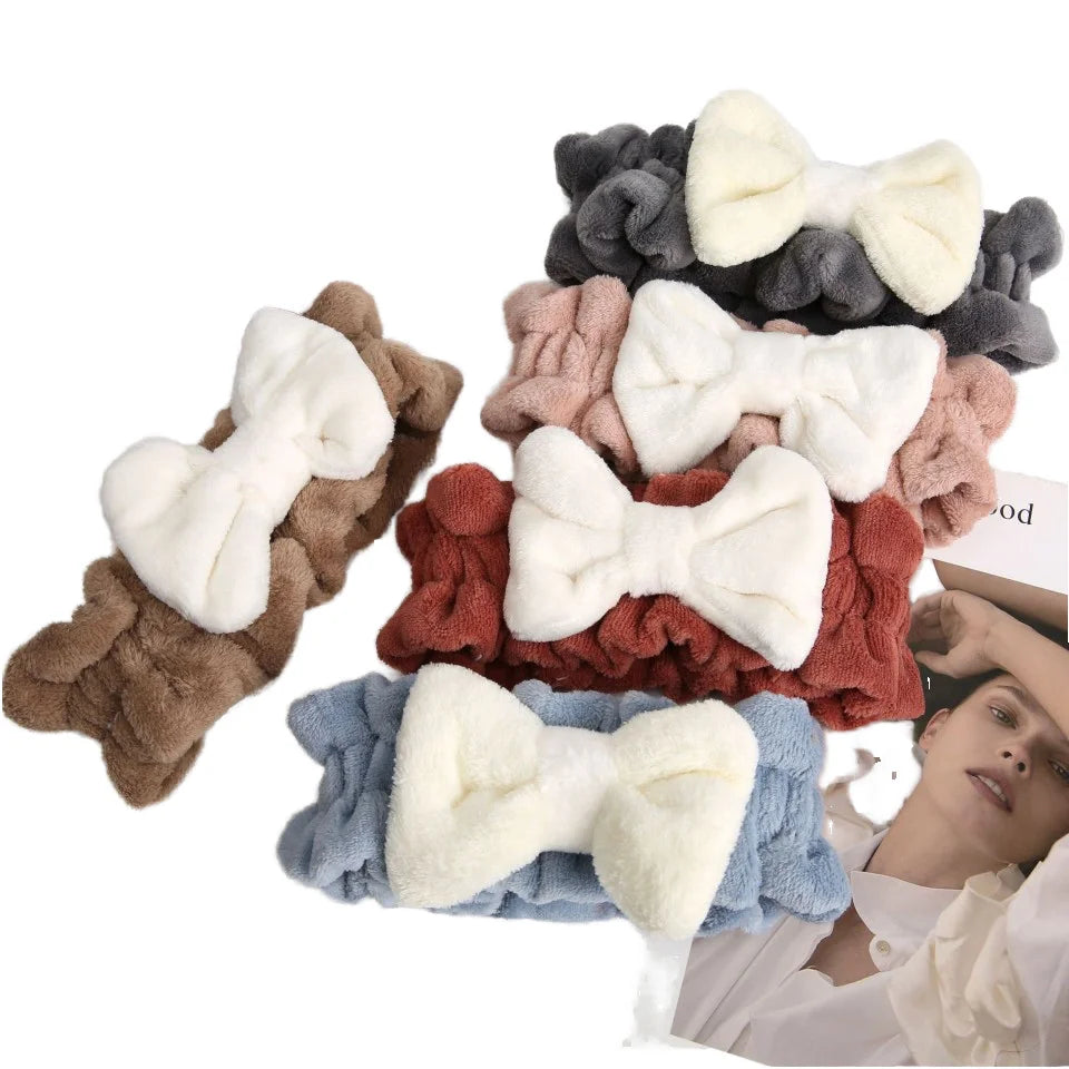 Fashion Big Bow Hairbands Wide Spa Skincare Headbands Elastic Bath Makeup Headband for Washing Face