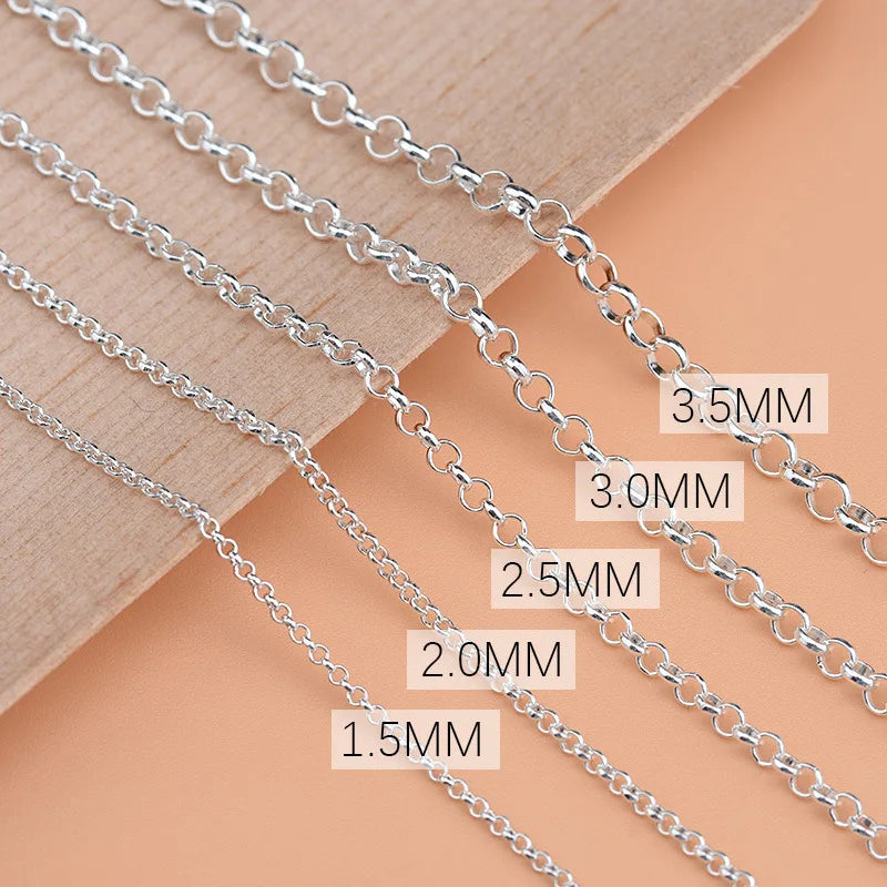 Personalized Men's Chain 925 Sterling Silver Rolo Chain for Bracelet/Necklace Making Wholesale