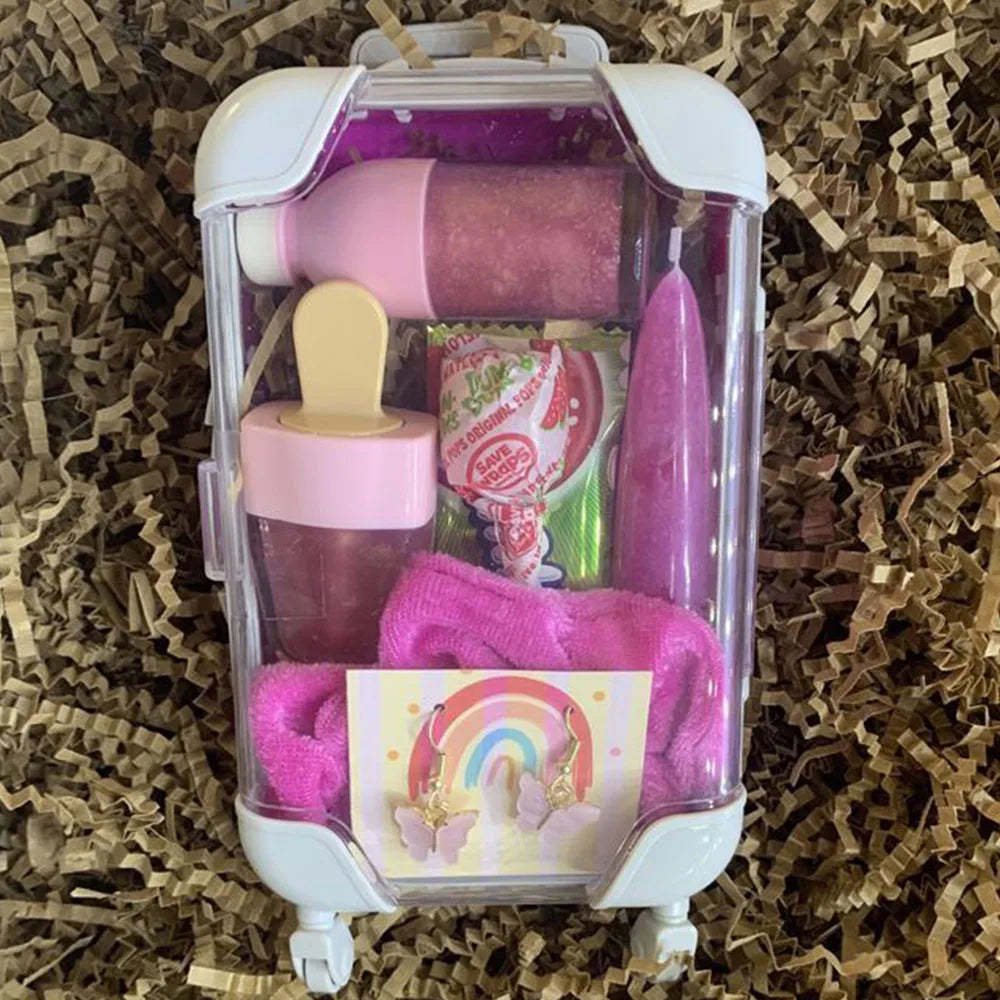 Hot Selling Mini Suitcase Small Luggage Private Label Eyelashes Makeup Tool Packaging Lip Gloss Eyelash Brush Shampoo Wholesale