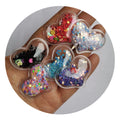 31*39MM Quicksand Shaker Heart Planar Bling Transparent Plastic Filling Sequins Appliques for Headwear Hair Clips Bows Decor