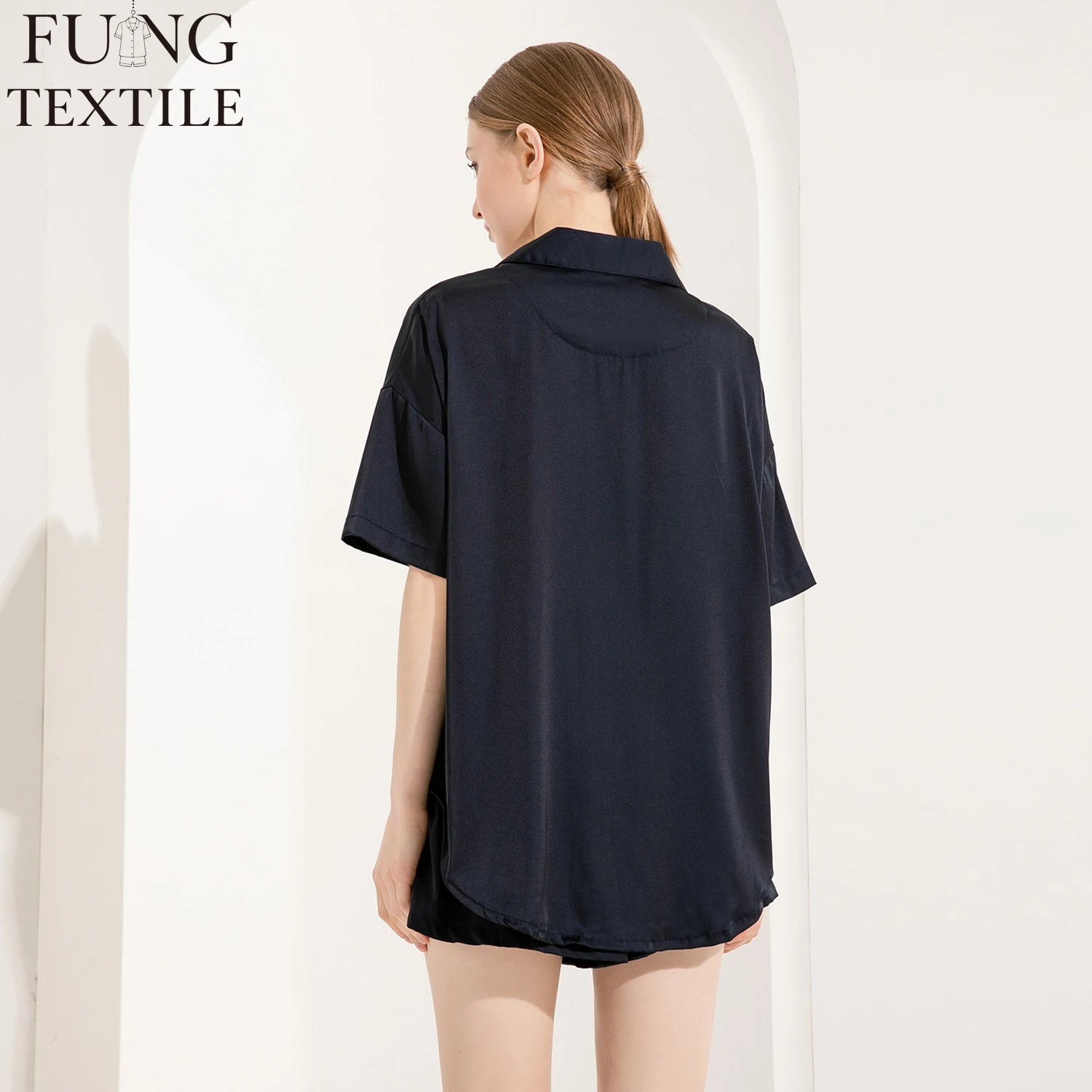 FUNG 6035 Women's Plus Size Button Down Sleepwear 2 Piece Shorts Set Loungewear