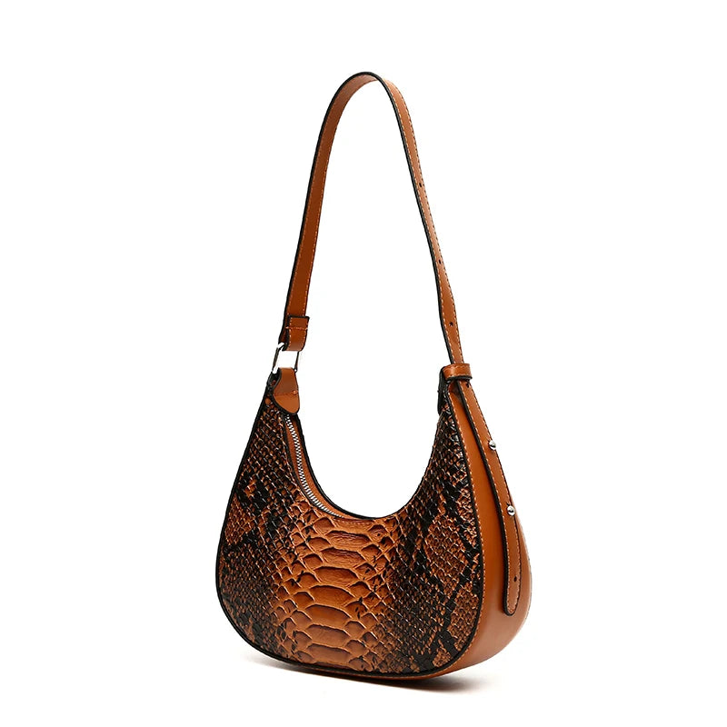 Custom Korean Style PU Leather Women's Sling Bag Crocodile Pattern Saddle Bag with Fashionable Armpit Design for Summer