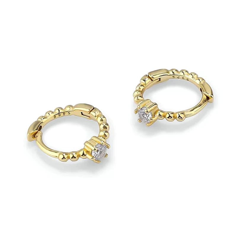 Fashion Jewelry Earrings Sterling Silver Gold Plated Zircon Hoop Earring Women
