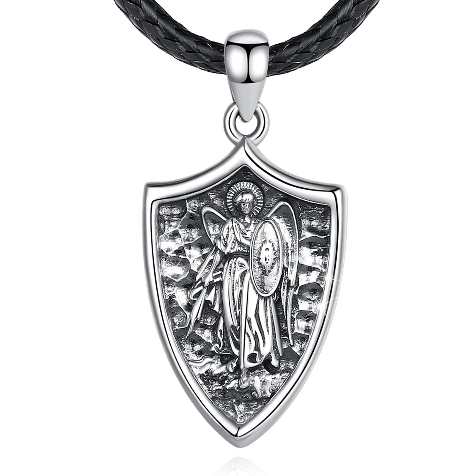 Isunni Fashion Trendy S925 Sterling Silver Archangel Saint Michael Necklaces
