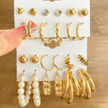 Wholesale Women Jewelry Butterfly Heart Pearl Stud Earrings Set Twisting Hoop Earrings