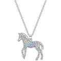 New Small rainbow Horse Pendant Necklace Fashion Personality Colorful Diamond-encrusted Necklace Accessories
