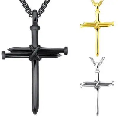 Wholesale Cheap Price Titanium Steel Cross Necklace Classic Simple and Versatile Stainless Steel Nail Pendant Necklace