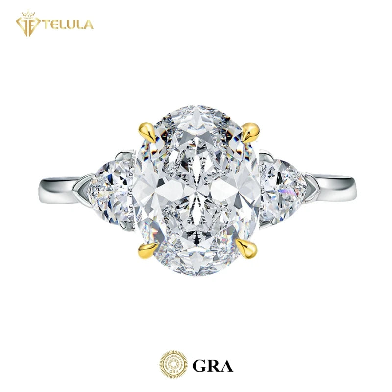 Elegant 3ct Oval Cut Moissanite Ring S925 Sterling Silver Engagement Jewelry Gift Unique Diamond Ring