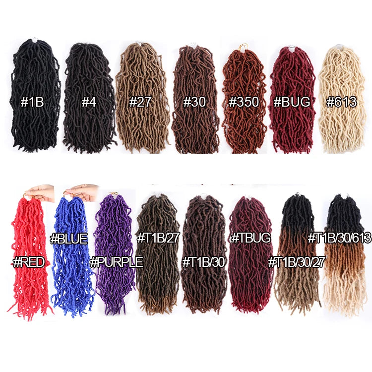 Wholesale Synthetic Soft Extension Hairs for African Woman Braids Lock Goddess Faux Locs Braids Hair Crochet