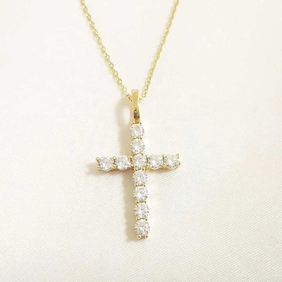LOZRUNVE Fashionable Theme Cross Pendant Chain Gold Necklace Jewelries 925 Silver