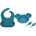 DDP Crab Shape Silicone Plate Infant Bebe Divided Plato BPA Free Microwave Dishwasher Safe Feeding Set With Spoon Bib Kit
