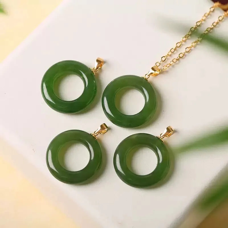 Jasper Ring Run Ring Pendant Necklace Carved Stone Craft Polished Carving Elegant Crystal Crafts Fashion Accessories