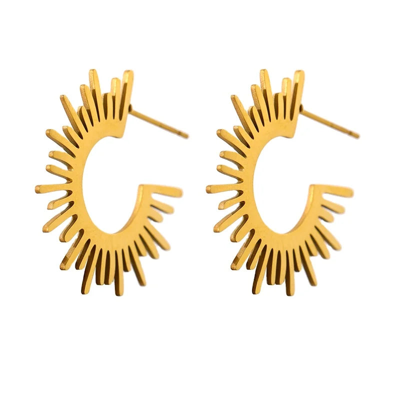 JINYOU 1756 Charm Gold Color 18K Gold Plated Cheap Earrings Stainless Steel Metal Hoop Earrings Jewelry for Women