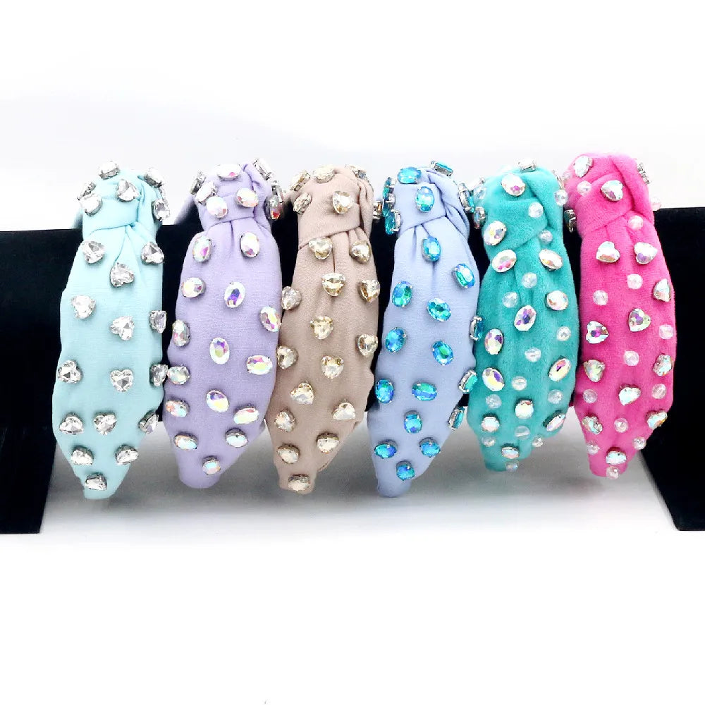 Dream Fashion 6-In-1 Set Hand-Embellished Crystals Designer Custom Luxury Headband Padded Beaded Rhinestones Women