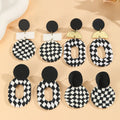 Big Boho Handmade Vintage Jewelry Poly Clay Long Drop Earrings Black White Gold Charm Round Moon Acrylic Polymer Clay Earrings