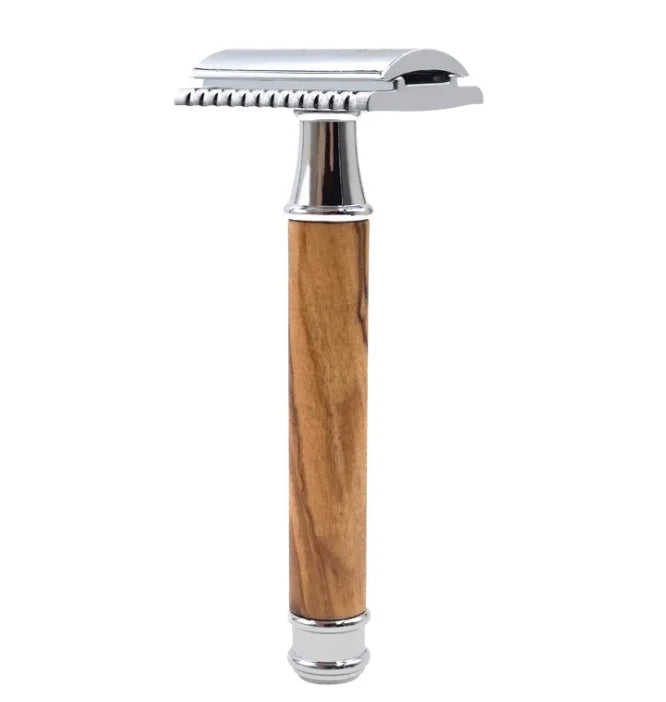 JDK Hot Sale Natural Wood Handle Double Edged Blade Shaving razor Facial Barber Safety razor