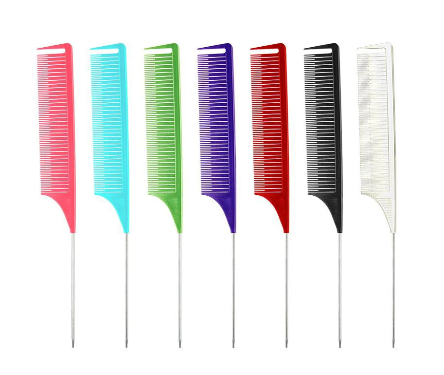New Arrived Custom Carbon Parting Hair Comb Metal Rat Tail Comb Salon Hairdressing Styling
