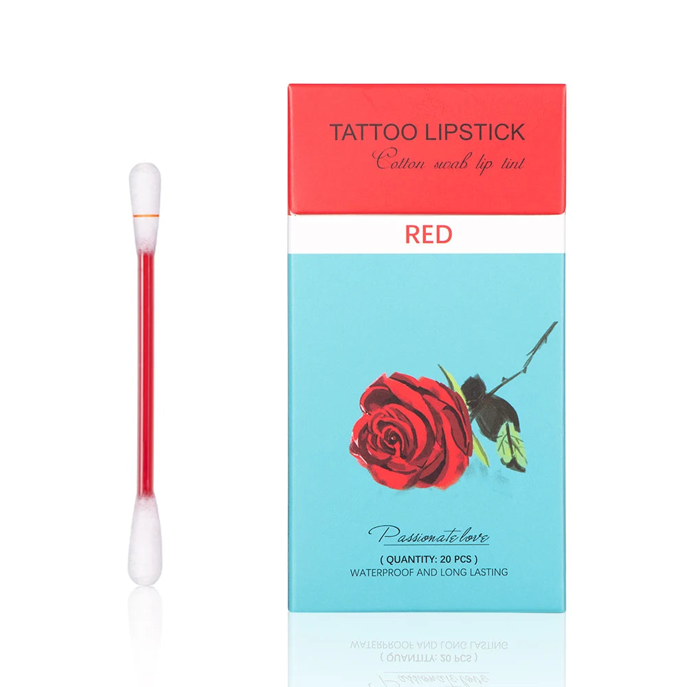 Tattoo Lipstick Cotton Swab Labiales Lipgloss Long Lasting Private Label Lip Gloss Base Waterproof Glitter Lip Kit Liptint Set