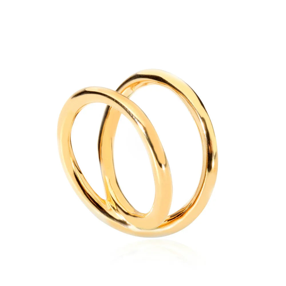 Minimalist Gold Fold Rings for Women Individual Line Design Inlay Set Fashion Jewelry Engagement Parties Anillos Gifts Brincos