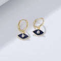 Western Vintage Enamel Eye Drop Psj 925 Sterling Silver 14k Gold Plated CZ Cubic Zirconia Huggies Earrings