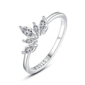 925 Sterling Silver Fine Jewelry Fashion Crown Diamond Finger Ring Princess Cut Bezel Setting Rhodium Plated Wedding Band