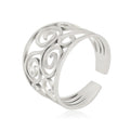 Hollow Flower Filament Vintage Rings Opening Rings for Women Stainless Steel Ethnic Engagement Jewelry Gift