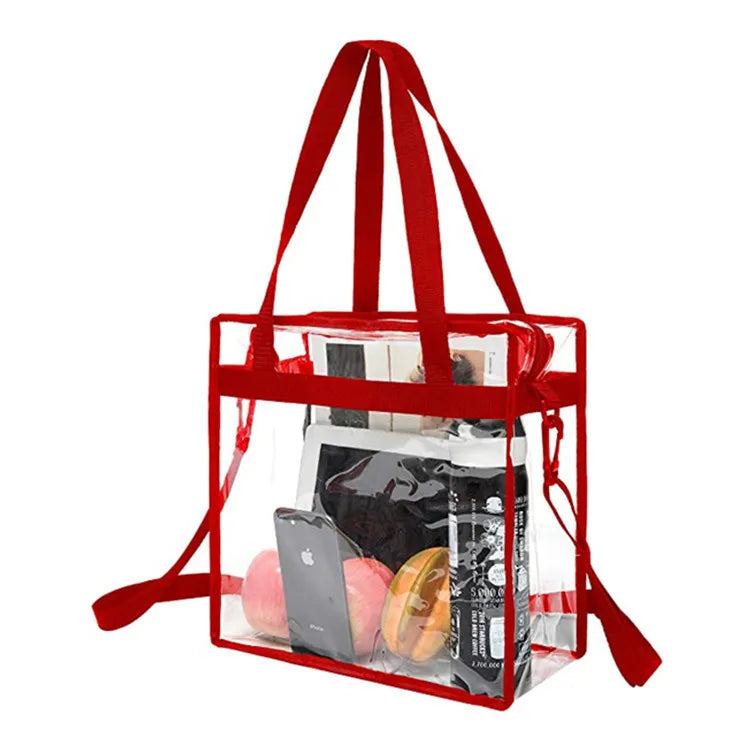 Customize LogoPVC Transparent Bag square Travel Storage Bag Portable Crossbody Carrying Shopping Bag