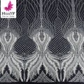 HY2722 French Pure White Beads Embroidered Lace Fabric and Elegant Sequins Bridal Wedding Dress Fabric Material