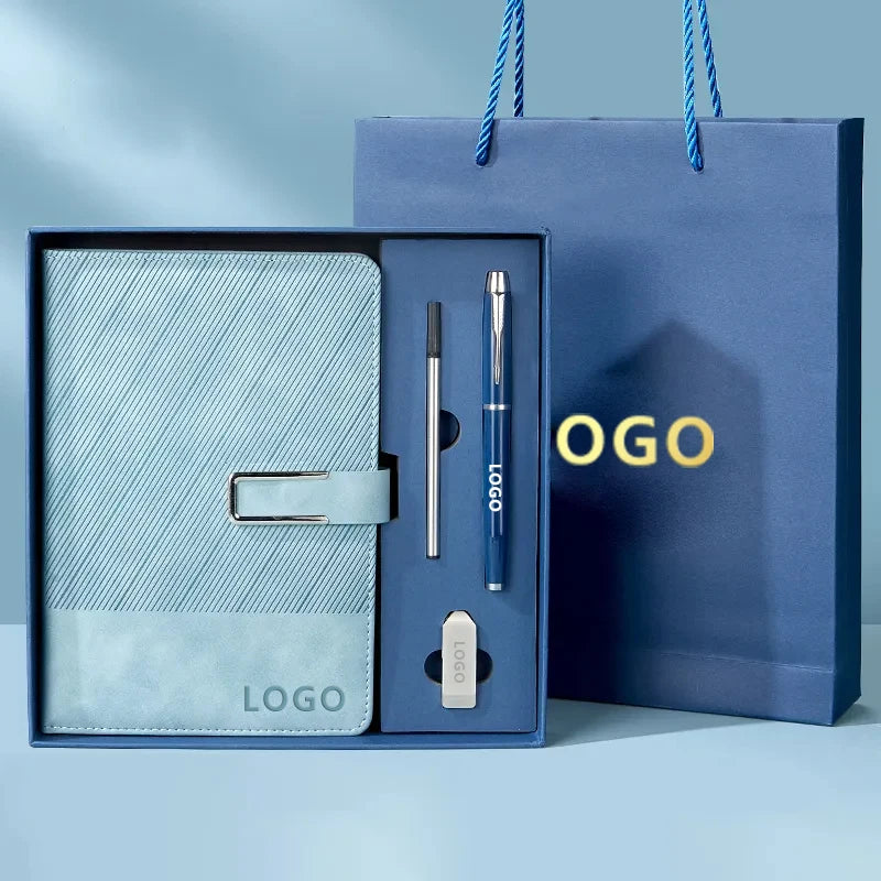 Promotional New Ideas Hot Sell Luxury Gift Box Custom Personal logo A5 Business Notebook with Pen and 16G USB Gift Set Corporate