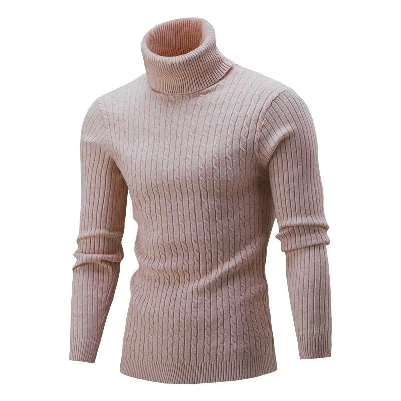 M-3XL Autumn and Winter Pullover Casual Men's Solid Pullover Sweater High Collar Men's Casual SweaterKnitted Turtleneck Sweater