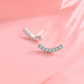 Cute Design S925 Sterling Silver CZ Smile Geometry Stud Earrings Silver Jewelry for Women XDH1074