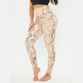 High Waist Butt Lift Women Casual Ankle-Length Snake Skin Printed Seamed Leggings Breathable Spandex/Polyester Knitted Fabric