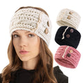 Winter Knitted Headband Crochet Headband Ear Warmer  With Lace Button Hair Band Head Wear Winter Wool Knitted Hair Band
