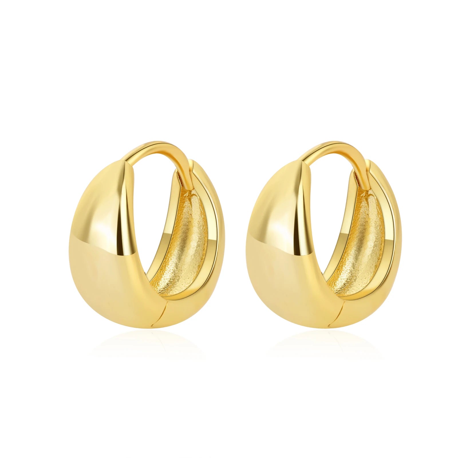 Simple Jewelry Delicate Earrings 18K Gold Plated Round S925 Sterling Silver Glossy Earring Jewelry