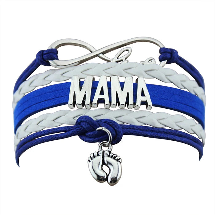 Lovely Mom Daughter Cheermom Heart Fabric Rope Lightweight Knit Crochet Bracelet Mothers Day Gifts