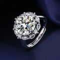 Platinum Plated Full Zircon Sparkling Wedding Bridal Ring for Women Micropaved 5 Carat Simulated Diamond Engagement Ring