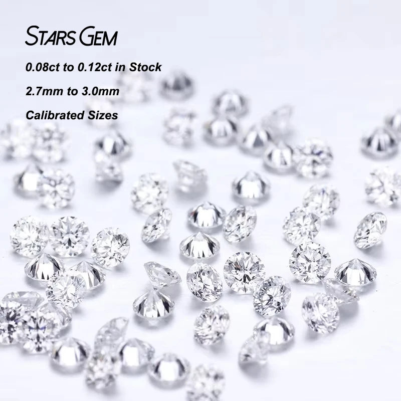 Starsgem Lab Diamond 0.08ct to 0.12ct Small Size Round HPHT Melee Lab Grown Diamonds for Jewelry Making
