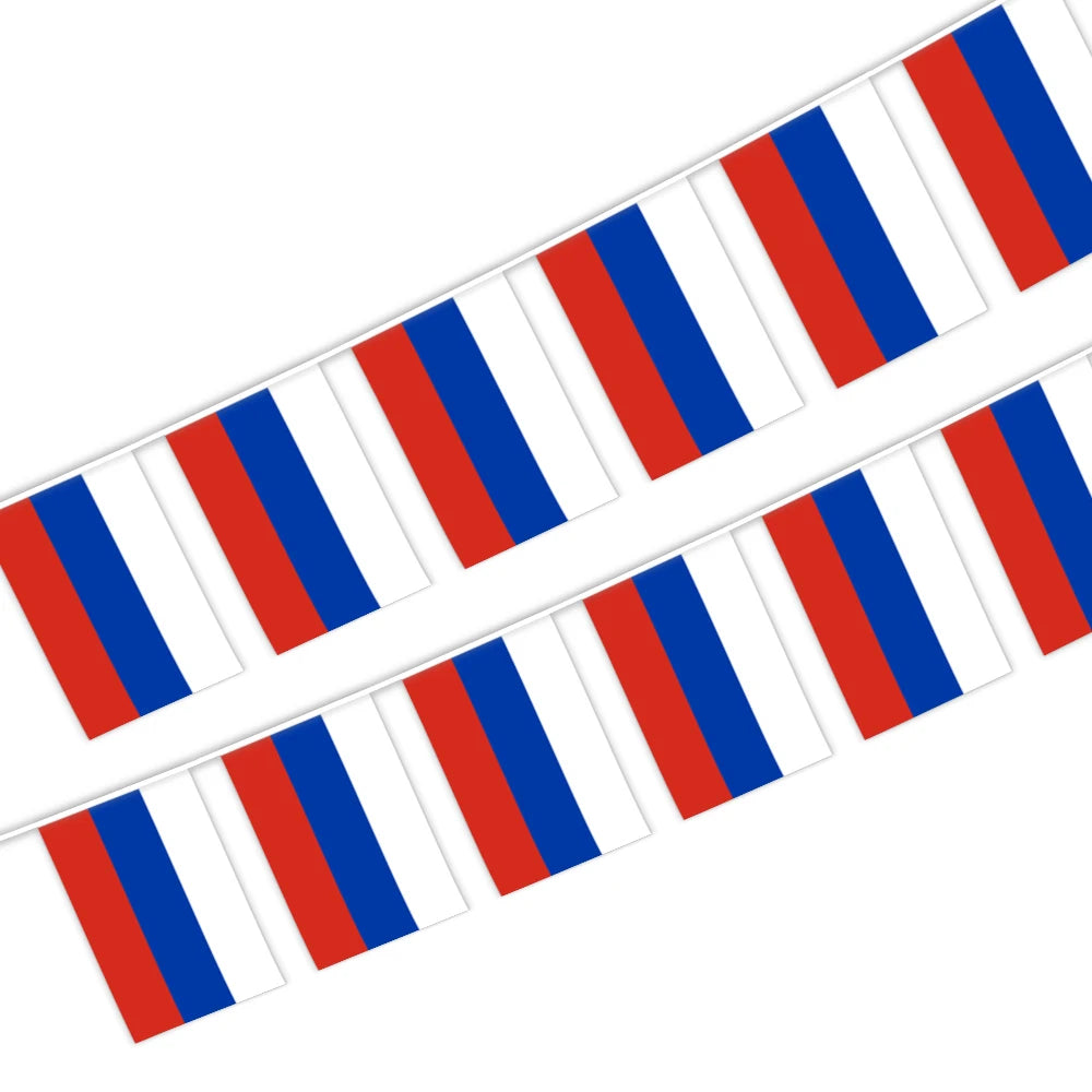 Russia Bunting String Flag 5.5X8 in for Outdoor and Indoor Decoration (12pcs/Unit)