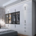 Black Walk-in Closet Wardrobe with Glass Door and LED Lights Cloakroom Furniture for Gym and School Clothes Storage Cabinet