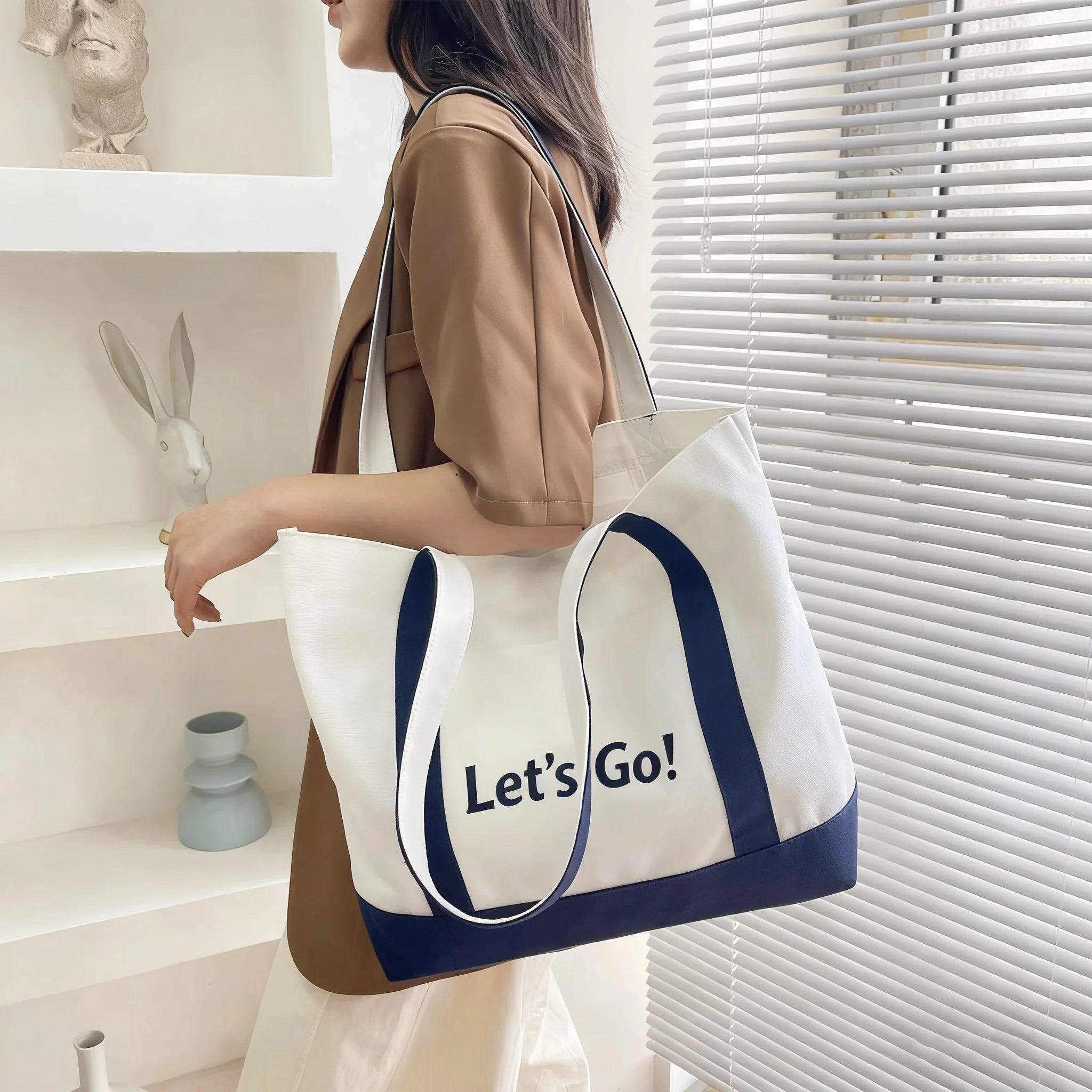Wholesale Blank Big Canvas Tote Bag With Custom Printed Logo Large Capacity Shopping Bag Cotton Print Beach Tote Bag for Women
