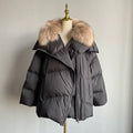 QIUCHEN QC22099 Ready to Ship Women Casual Winter New Fashion 90% Goose Down Coat with Real Fox Fur Collar Acrylic Lining Thick