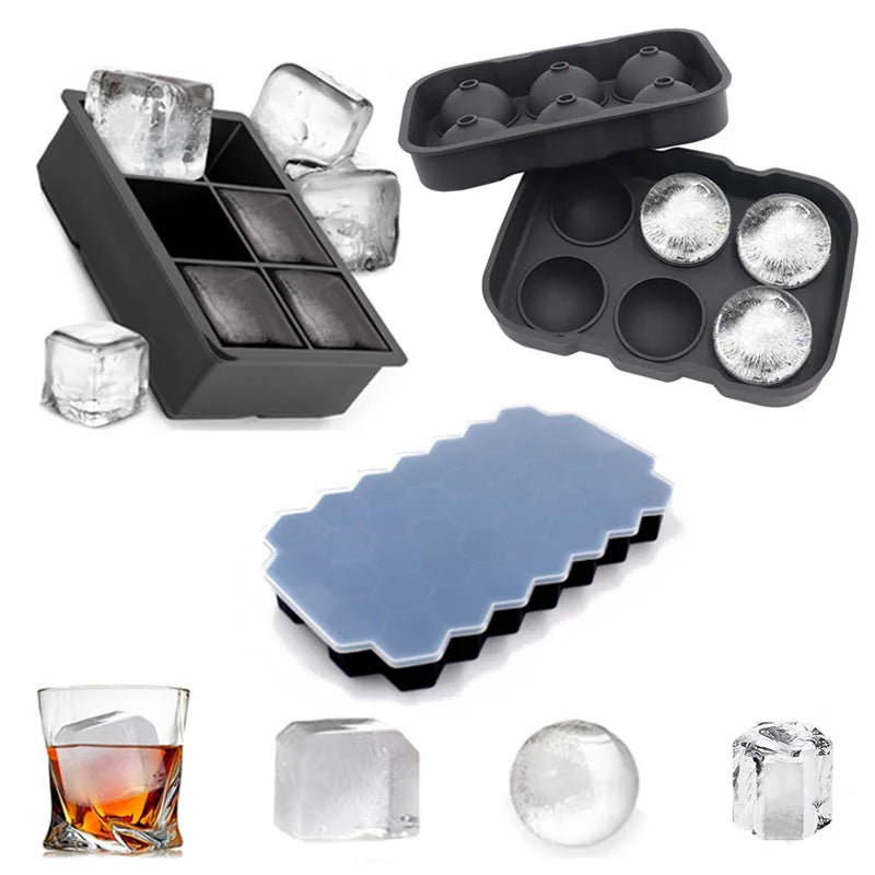 USSE Wholesale Summer Food Grade BPA-free Cube Mold Ball Ice Cube Maker Whiskey Ice and Cocktail Silicone Ice Cube Tray